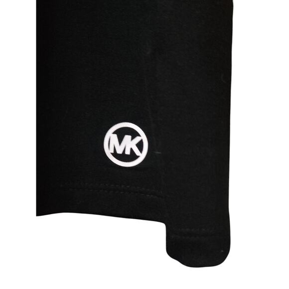 Michael Kors Sporty Hoodie Dress sz Medium Black White MK Logo Contrast Stripe - Picture 2 of 8